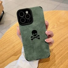 苹果骷髅图案 PU 皮革防摔手机壳 - 綠色 - 查看 1