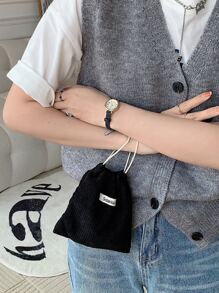 Túi lưu trữ vải nhung dây rút có nhãn dán bảng chữ cái trang trí cho các bữa tiệc Phụ kiện túi kẹo cướiTúi dây rútTúi quà tặngTúi quà tặngTúi đựng tiệcTúi kẹo - màu đen - Xem 3
