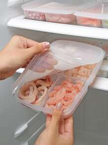 1入組4隔間帶蓋廚房收納盒,透明,防塵和密封,合適的適用於冰箱保存 - 無色 - 查看 5