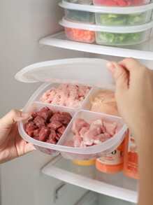 1入組4隔間帶蓋廚房收納盒,透明,防塵和密封,合適的適用於冰箱保存 - 無色 - 查看 3