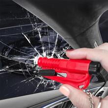 1pc Red Mini Hammer Spring-Loaded Glass Breaker Multi-Functional Keychain One Second To Break Windows Escape Tool, Suitable For Car Owners And Home Use - Red - View 2