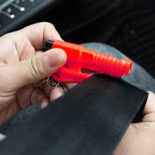 1pc Red Mini Hammer Spring-Loaded Glass Breaker Multi-Functional Keychain One Second To Break Windows Escape Tool, Suitable For Car Owners And Home Use - Red - View 3