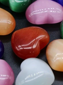 1入組隨機顏色天然石頭愛心形狀裝飾物裝飾用品家庭擺設首飾類25x30mm - 彩色 - 查看 3