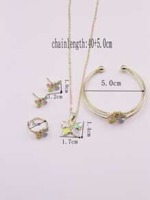5pcs Colorful Butterfly Pendant Jewelry Set With Oil Drop Effect, Suitable For Festival Gifts