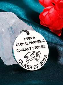 1入組不銹鋼搞笑圓形字母鑰匙圈班級的2023禮物為她禮物 - 銀色 - 查看 3