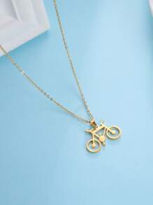 1入組女性不銹鋼自行車吊墜項鍊,獨特自行車運動首飾配件 - 金色 - 查看 3