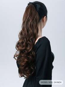 ZURO Brown Curly Wrap Around Ponytail Dark Brown Hair Extensions 24 Inches Long Hairpiece For Women Girl Gift - Brown - View 2