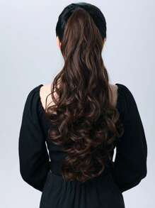ZURO Brown Curly Wrap Around Ponytail Dark Brown Hair Extensions 24 Inches Long Hairpiece For Women Girl Gift - Brown - View 1