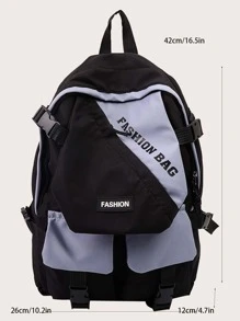 Children's Color-block Large Capacity College Style Zipper Backpack With Multiple Pockets, Suitable For Student's Daily Life And Travel - Black - View 5