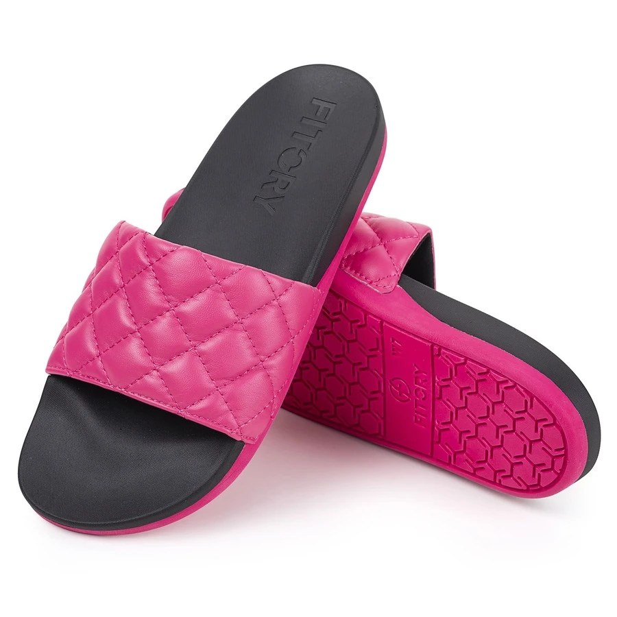 FITORY Women Slides,Casual Open Toe Slippers Slip On Sandals for Indoor Outdoor - 中紫紅色 - 查看 1