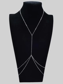 1入組時尚鋅合金身體鏈適合女士適合夏天沙灘派對 - 銀色 - 查看 2