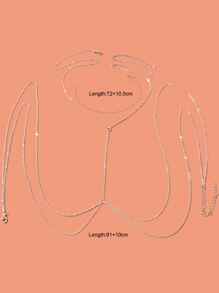 1入組時尚鋅合金身體鏈適合女士適合夏天沙灘派對 - 銀色 - 查看 3