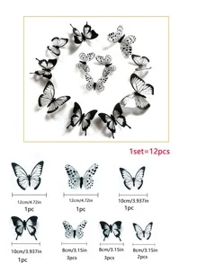 12pcs 3d Butterfly Wall Stickers - Black - View 5