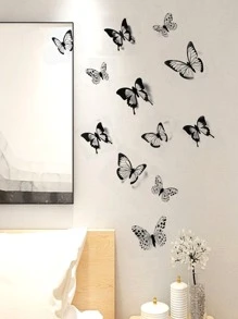 12pcs 3d Butterfly Wall Stickers - Black - View 3