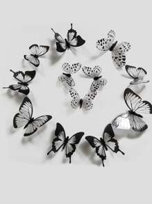 12pcs 3d Butterfly Wall Stickers - Black - View 4