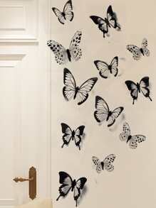 12pcs 3d Butterfly Wall Stickers - Black - View 6
