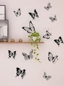 12pcs 3d Butterfly Wall Stickers - Black - View 2