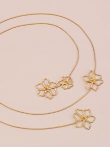 Mydear 1pc Elegant Vintage Metal Flower Pendant Long Necklace For Women Valentines