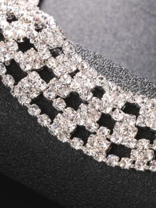 1 套简约镂空几何项链套装白色水钻