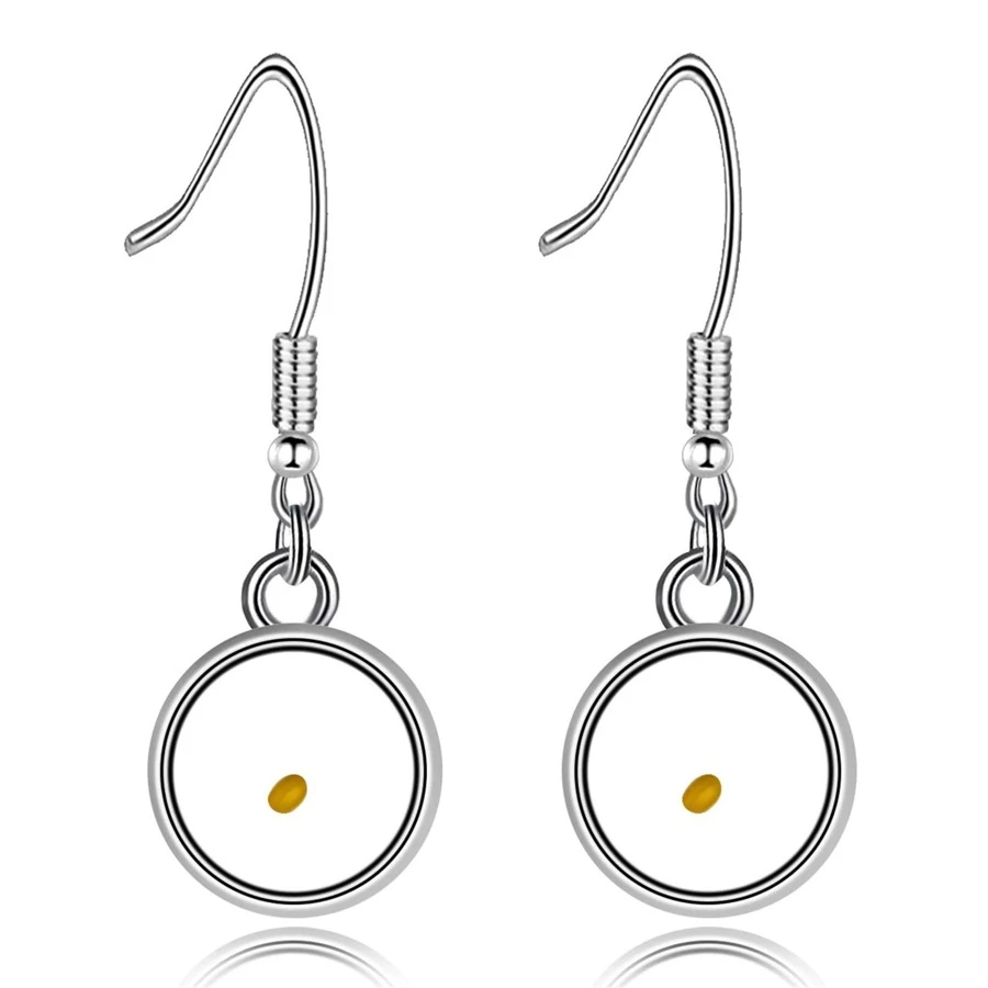 圓形吊墜種子耳環適合女士,不銹鋼懸垂耳環 - Y582-圓形 - 查看 1