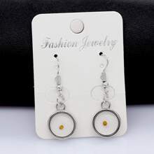 圓形吊墜種子耳環適合女士,不銹鋼懸垂耳環 - Y582-圓形 - 查看 4