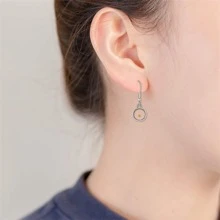 圓形吊墜種子耳環適合女士,不銹鋼懸垂耳環 - Y582-圓形 - 查看 2