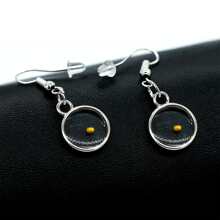 圓形吊墜種子耳環適合女士,不銹鋼懸垂耳環 - Y582-圓形 - 查看 3