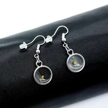 圓形吊墜種子耳環適合女士,不銹鋼懸垂耳環 - Y582-圓形 - 查看 5