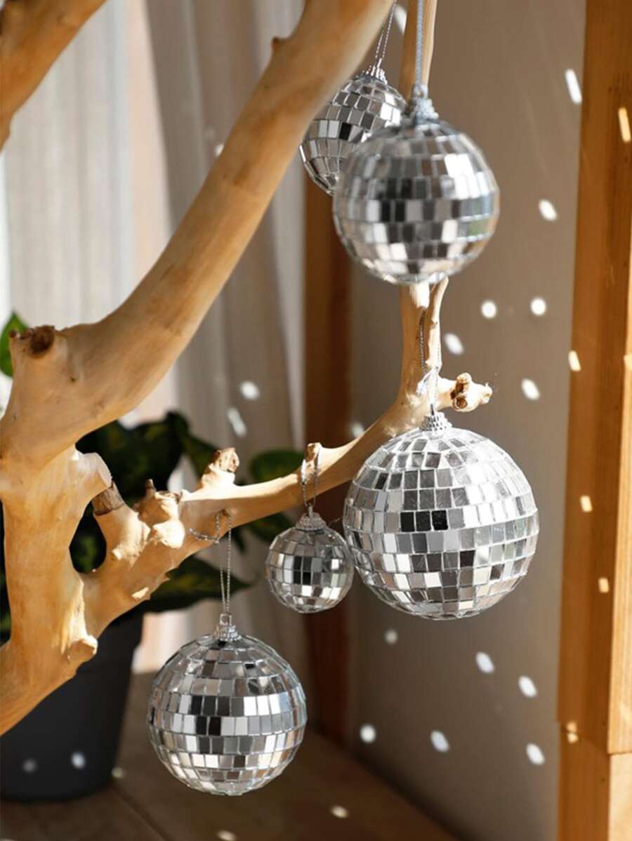 迪斯科婚禮鏡子球鐳射反光球派對裝飾用品背景1入組 - 銀色 - 查看 1