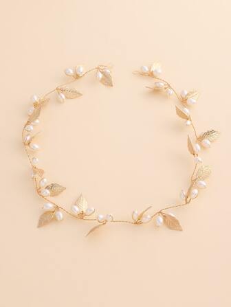 1pc Vintage Braided Pearl Headband For Braiding, Updo & Bridal Hair Decoration Elegant