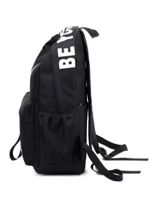 Stylish Schoolbag For Junior High School Students, School Backpack For Teen Girls Boys Bookbags Elementary High School Floral Laptop Bags Travel Daypack - Perfect For Outdoor Travel & Back To School, Backpack For School Kids Bookbags Student Black Backpacks For Teen Girls Preppy Casual Middle School Bag, Black. - Black - View 7