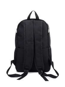 Stylish Schoolbag For Junior High School Students, School Backpack For Teen Girls Boys Bookbags Elementary High School Floral Laptop Bags Travel Daypack - Perfect For Outdoor Travel & Back To School, Backpack For School Kids Bookbags Student Black Backpacks For Teen Girls Preppy Casual Middle School Bag, Black. - Black - View 8