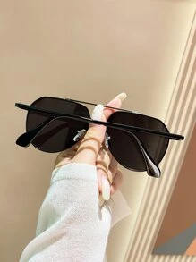 1對女款金屬框飛行員眼鏡，優雅時尚，適合旅行、運動風、開車、度假穿搭、海灘、電子音樂節 - 黑色 - 查看 3