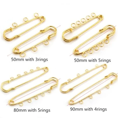 5pcs/Bag Pins Brooch Blank Base Brooch Pins 50/80/90mm Pins 3/5 Rings Jewelry Pin For Jewelry Making Supplies Accessories