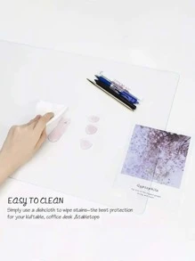 1pc Soft Glass Tablecloth Waterproof Anti-oil Disposable Transparent Table Protector For Coffee Table/desk - Clear - View 6