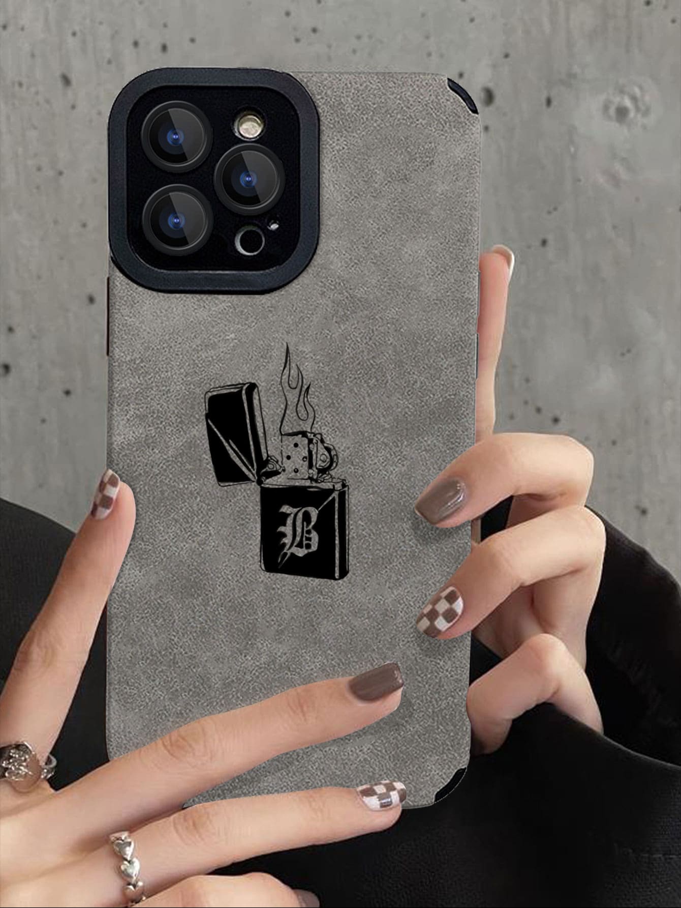 Mát mẻ Chống rơi chất liệu da PU Ốp lưng & bao da điện thoại - Xám - Xem 1