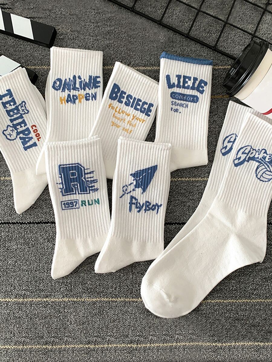 7 cặp Đồ họa Chữ cái Vớ thuyền viên - Nhiều màu - Xem 1