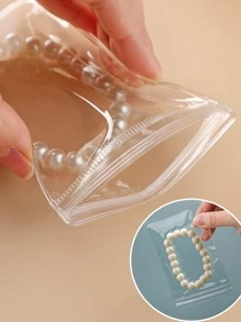 10入組透明珠寶儲物袋,可攜式塑料袋,用於包裝珠寶戒指耳環項鍊珠寶儲物袋 - 無色 - 查看 4