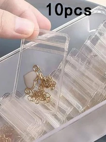 10入組透明珠寶儲物袋,可攜式塑料袋,用於包裝珠寶戒指耳環項鍊珠寶儲物袋 - 無色 - 查看 2