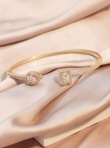 rakol 5入組/套時尚&豪華方晶鋯石裝飾的女性婚禮或者派對首飾套裝 - 金黃色 - 查看 3