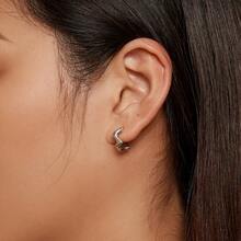 1套裝100%925純銀簡約風波浪圓環耳環適合女士精細的婚禮耳環原始925 銀首飾套裝 - 銀色 - 查看 7