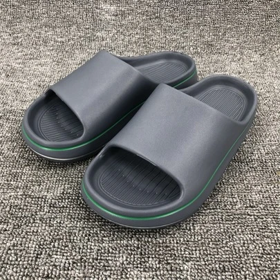 Men's Slip-On Grey Slippers, Fashionable And Versatile