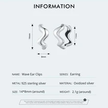 1套裝100%925純銀簡約風波浪圓環耳環適合女士精細的婚禮耳環原始925 銀首飾套裝 - 銀色 - 查看 11