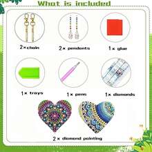 2pcs Heart Shaped Diamond Painting Wall Decor - Multicolor - View 3