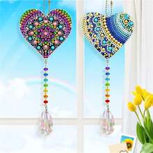 2pcs Heart Shaped Diamond Painting Wall Decor - Multicolor - View 8