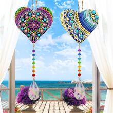 2pcs Heart Shaped Diamond Painting Wall Decor - Multicolor - View 1