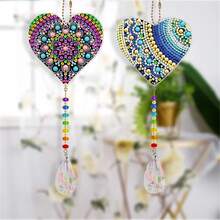 2pcs Heart Shaped Diamond Painting Wall Decor - Multicolor - View 7