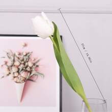 人造鬱金香花卉帶逼真觸碰和保濕效果適用於室內裝飾用品,盆栽,花卉圖案,家庭裝飾,婚禮和派對 - 白色 - 查看 4