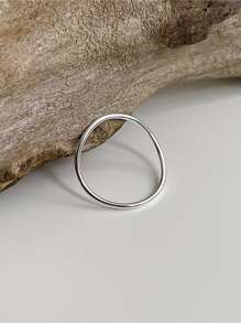 1入組ins風格時尚&極簡風格設計925純銀曲綫&薄圓環,理想適合女士作為A迷人禮品特別場合 - 銀色 - 查看 5