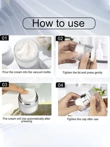 1pc Empty Cosmetic Airless Pump Jar Container, Refillable Container For Creams, Gels & Lotions - Leak Proof Portable Travel Size Container - White - View 5